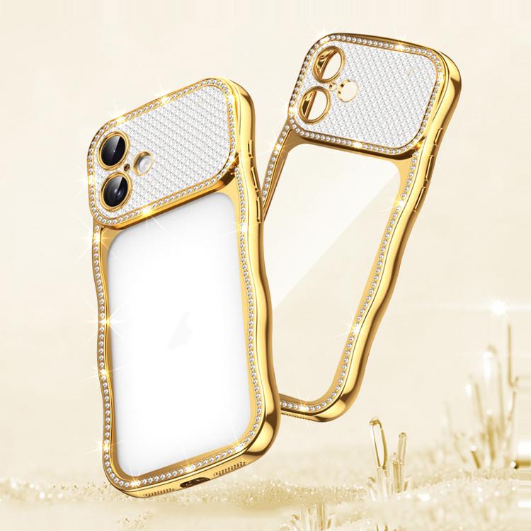 Capa de Telemóvel em TPU Electroplated com Diamantes em Forma de Estrela Ondulada e Torcida, Resistente a Choques, Para iPhone 17 Pro Max, Para iPhone 17 Pro, Para iPhone 17, Para iPhone 16 Pro Max, Para iPhone 16 Pro, Para iPhone 16