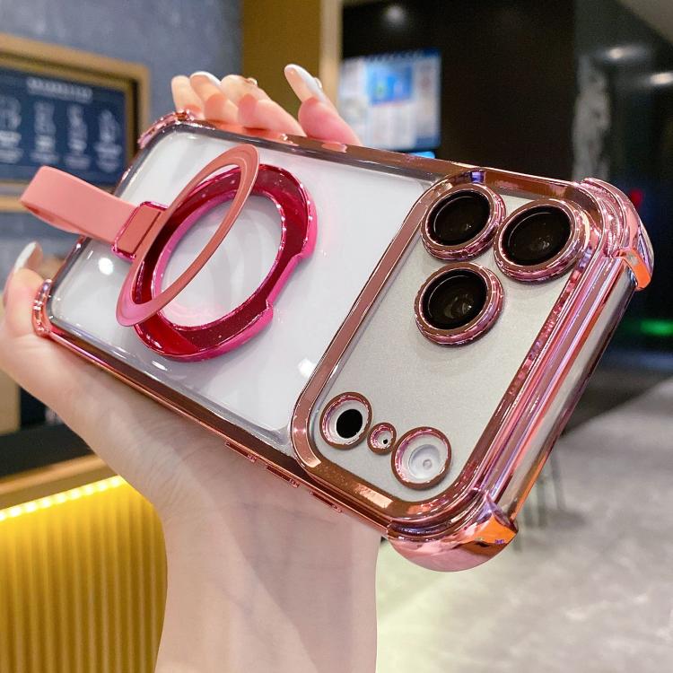 Capa de Telemóvel Magnética em TPU + Acrílico com Anel Suporte Crystal Shield, Para iPhone 17 Pro Max, Para iPhone 17 Pro, Para iPhone 17, Para iPhone Air, Para iPhone 16 Pro Max, Para iPhone 16 Pro