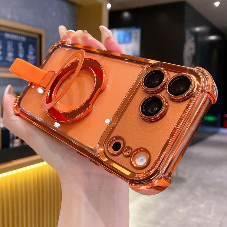 Capa de Telemóvel Magnética em TPU + Acrílico com Anel Suporte Crystal Shield, Para iPhone 17 Pro Max, Para iPhone 17 Pro, Para iPhone 17, Para iPhone Air, Para iPhone 16 Pro Max, Para iPhone 16 Pro