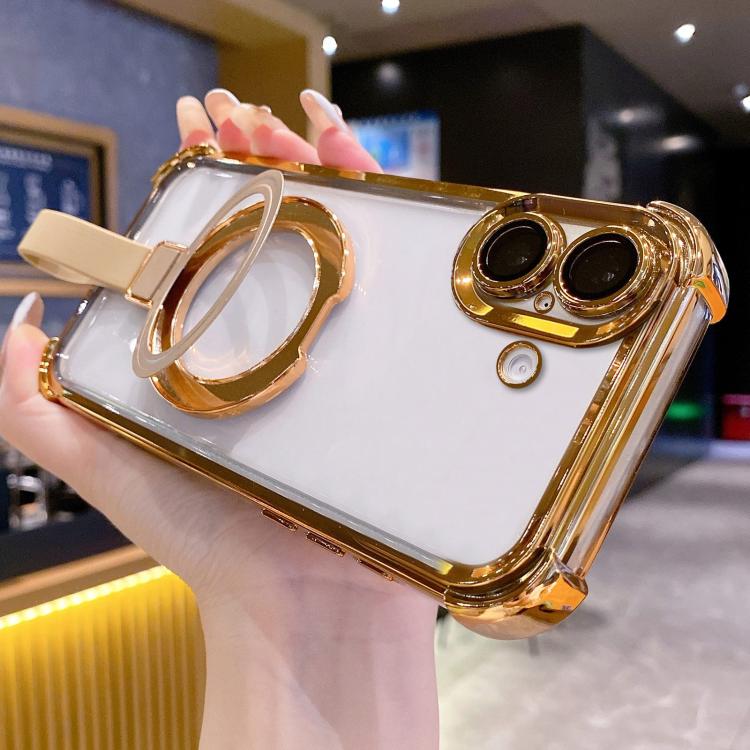 Capa de Telemóvel Magnética em TPU + Acrílico com Anel Suporte Crystal Shield, Para iPhone 17 Pro Max, Para iPhone 17 Pro, Para iPhone 17, Para iPhone Air, Para iPhone 16 Pro Max, Para iPhone 16 Pro