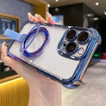 Capa de Telemóvel Magnética em TPU + Acrílico com Anel Suporte Crystal Shield, Para iPhone 17 Pro Max, Para iPhone 17 Pro, Para iPhone 17, Para iPhone Air, Para iPhone 16 Pro Max, Para iPhone 16 Pro