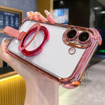 Capa de Telemóvel Magnética em TPU + Acrílico com Anel Suporte Crystal Shield, Para iPhone 16 Plus, Para iPhone 16, Para iPhone 15 Pro Max, Para iPhone 15 Pro, Para iPhone 15 Plus, Para iPhone 15