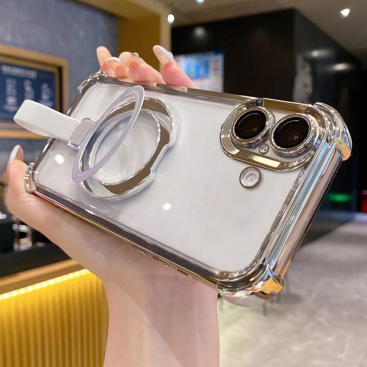 Capa de Telemóvel Magnética em TPU + Acrílico com Anel Suporte Crystal Shield, Para iPhone 16 Plus, Para iPhone 16, Para iPhone 15 Pro Max, Para iPhone 15 Pro, Para iPhone 15 Plus, Para iPhone 15