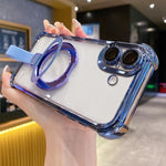 Capa de Telemóvel Magnética em TPU + Acrílico com Anel Suporte Crystal Shield, Para iPhone 16 Plus, Para iPhone 16, Para iPhone 15 Pro Max, Para iPhone 15 Pro, Para iPhone 15 Plus, Para iPhone 15