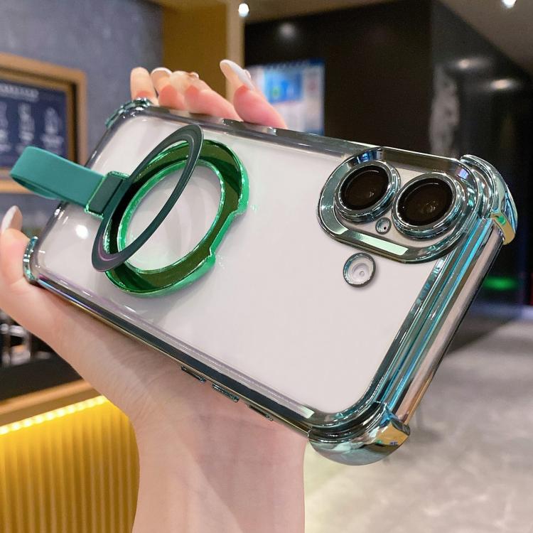 Capa de Telemóvel Magnética em TPU + Acrílico com Anel Suporte Crystal Shield, Para iPhone 16 Plus, Para iPhone 16, Para iPhone 15 Pro Max, Para iPhone 15 Pro, Para iPhone 15 Plus, Para iPhone 15