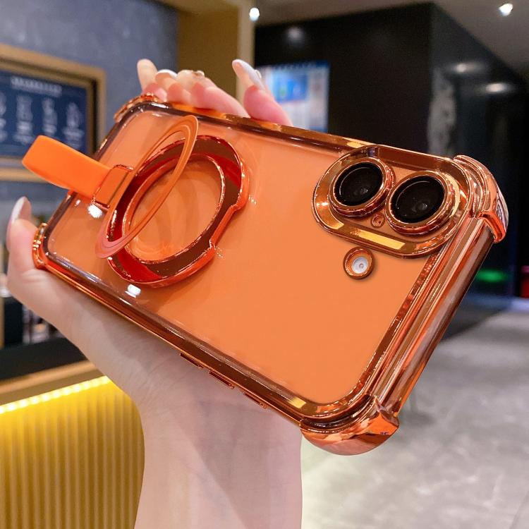 Capa de Telemóvel Magnética em TPU + Acrílico com Anel Suporte Crystal Shield, Para iPhone 16 Plus, Para iPhone 16, Para iPhone 15 Pro Max, Para iPhone 15 Pro, Para iPhone 15 Plus, Para iPhone 15