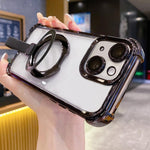 Capa de Telemóvel Magnética em TPU + Acrílico com Anel Suporte Crystal Shield, Para iPhone 14 Plus, Para iPhone 14, Para iPhone 14 Pro, Para iPhone 14 Pro Max, Para iPhone 13 Pro Max, Para iPhone 13 Pro