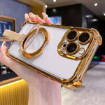 Capa de Telemóvel Magnética em TPU + Acrílico com Anel Suporte Crystal Shield, Para iPhone 14 Plus, Para iPhone 14, Para iPhone 14 Pro, Para iPhone 14 Pro Max, Para iPhone 13 Pro Max, Para iPhone 13 Pro