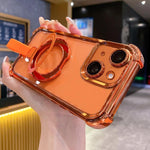 Capa de telemóvel magnética com suporte anel Crystal Shield TPU + acrílico, para iPhone 13