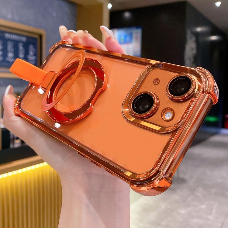 Capa de telemóvel magnética com suporte anel Crystal Shield TPU + acrílico, para iPhone 13