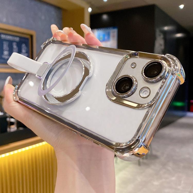 Capa de telemóvel magnética com suporte anel Crystal Shield TPU + acrílico, para iPhone 13
