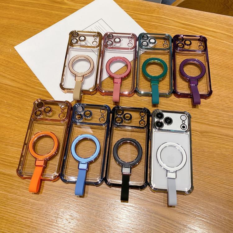 Capa de telemóvel magnética com suporte anel Crystal Shield TPU + acrílico, para iPhone 13