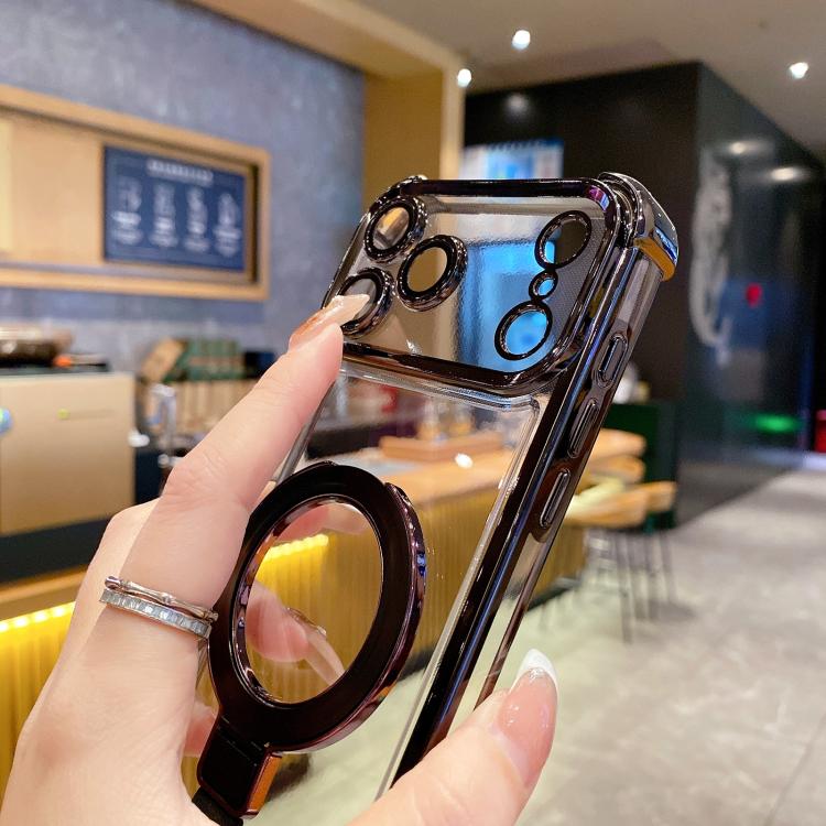 Capa de telemóvel magnética com suporte anel Crystal Shield TPU + acrílico, para iPhone 13