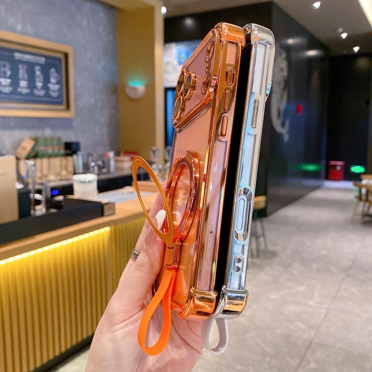 Capa de telemóvel magnética com suporte anel Crystal Shield TPU + acrílico, para iPhone 13