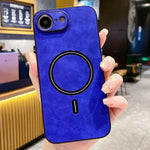 Capa magnética para telemóvel em pele sintética de pele de cordeiro, para iPhone 17e / 16e, para iPhone 17 Pro Max, para iPhone 17 Pro, para iPhone 17, para iPhone Air, para iPhone 16 Pro Max, para iPhone 16 Pro, para iPhone 16 Plus