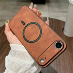 Capa magnética para telemóvel em pele sintética de pele de cordeiro, para iPhone 17e / 16e, para iPhone 17 Pro Max, para iPhone 17 Pro, para iPhone 17, para iPhone Air, para iPhone 16 Pro Max, para iPhone 16 Pro, para iPhone 16 Plus