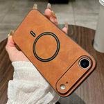 Capa magnética para telemóvel em pele sintética de pele de cordeiro, para iPhone 17e / 16e, para iPhone 17 Pro Max, para iPhone 17 Pro, para iPhone 17, para iPhone Air, para iPhone 16 Pro Max, para iPhone 16 Pro, para iPhone 16 Plus