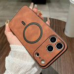 Capa magnética para telemóvel em pele sintética de pele de cordeiro, para iPhone 17e / 16e, para iPhone 17 Pro Max, para iPhone 17 Pro, para iPhone 17, para iPhone Air, para iPhone 16 Pro Max, para iPhone 16 Pro, para iPhone 16 Plus
