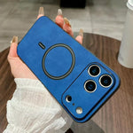 Capa magnética para telemóvel em pele sintética de pele de cordeiro, para iPhone 17e / 16e, para iPhone 17 Pro Max, para iPhone 17 Pro, para iPhone 17, para iPhone Air, para iPhone 16 Pro Max, para iPhone 16 Pro, para iPhone 16 Plus