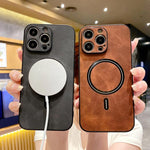 Capa de Telemóvel Magnética em Pele Sintética de Carneiro, Para iPhone 11, Para iPhone 11 Pro