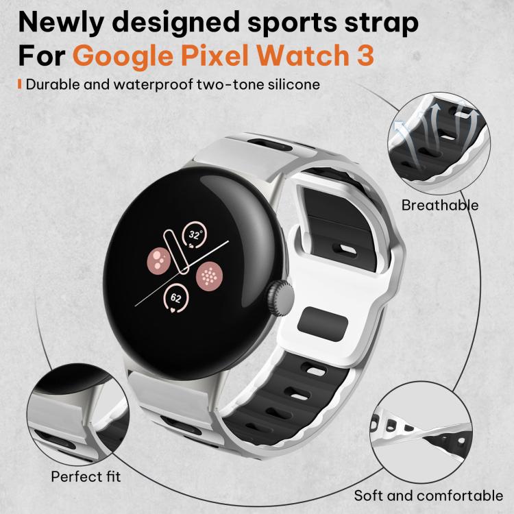 Pulseira de silicone bicolor de cabeça plana xDfind para relógio, para Google Pixel Watch 4 / 3 / 2 / 1 41mm