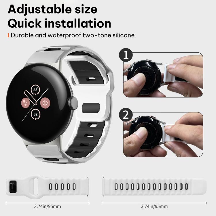 Pulseira de silicone bicolor de cabeça plana xDfind para relógio, para Google Pixel Watch 4 / 3 / 2 / 1 41mm