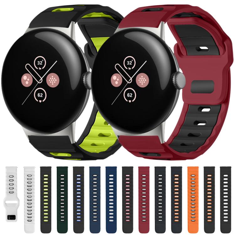 Pulseira de silicone bicolor de cabeça plana xDfind para relógio, para Google Pixel Watch 4 / 3 / 2 / 1 41mm