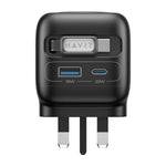 Carregador de Viagem GaN 3 em 1 Havit UC250 35W com Cabo Retrátil Type-C, UC250 (Ficha UK)