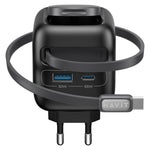 Carregador de Viagem Havit UC252 65W 3 em 1 GaN com Cabo Retrátil Type-C, UC252(Ficha UE), UC252(Ficha US)