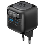 Carregador de Viagem Havit UC253 65W 3 em 1 GaN com Cabo Retrátil Type-C, UC253(Ficha UE)