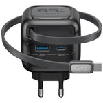 Carregador de Viagem Havit UC253 65W 3 em 1 GaN com Cabo Retrátil Type-C, UC253(Ficha UE)