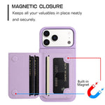 Capa para telemóvel com suporte para cartão magnético padrão lichia, para iPhone 17 Pro Max, para iPhone 17 Pro