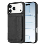 Capa para telemóvel com suporte para cartão magnético padrão lichia, para iPhone 17 Pro Max, para iPhone 17 Pro