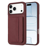 Capa para telemóvel com suporte para cartão magnético padrão lichia, para iPhone 17 Pro Max, para iPhone 17 Pro