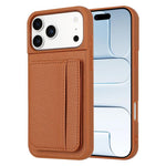 Capa para telemóvel com suporte para cartão magnético padrão lichia, para iPhone 17 Pro Max, para iPhone 17 Pro