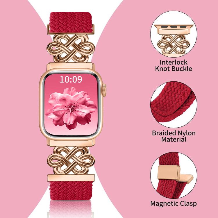 Pulseira de Relógio xDfind com Fecho Magnético em Nylon Trançado Nó Chinês Arco-íris, Para Apple Watch 42 / 44 / 45 / 46 / 49mm, Para Apple Watch 38 / 40 / 41 / S11 42mm
