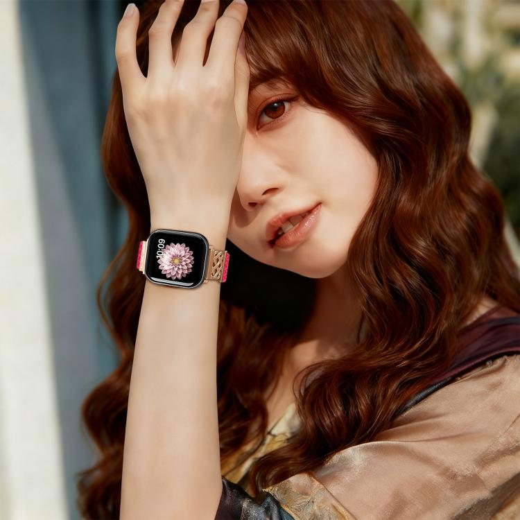 Pulseira de Relógio xDfind com Fecho Magnético em Nylon Trançado Nó Chinês Arco-íris, Para Apple Watch 42 / 44 / 45 / 46 / 49mm, Para Apple Watch 38 / 40 / 41 / S11 42mm