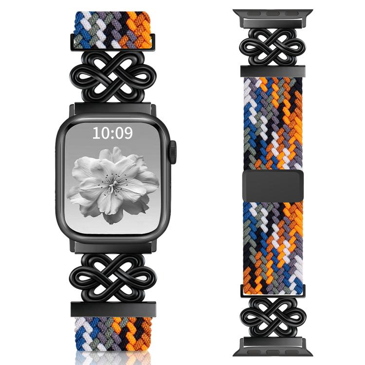 Pulseira de Relógio xDfind com Fecho Magnético em Nylon Trançado Nó Chinês Arco-íris, Para Apple Watch 42 / 44 / 45 / 46 / 49mm, Para Apple Watch 38 / 40 / 41 / S11 42mm