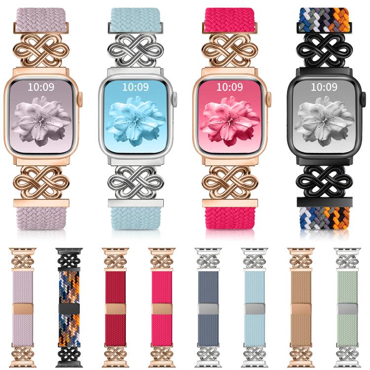 Pulseira de Relógio xDfind com Fecho Magnético em Nylon Trançado Nó Chinês Arco-íris, Para Apple Watch 42 / 44 / 45 / 46 / 49mm, Para Apple Watch 38 / 40 / 41 / S11 42mm