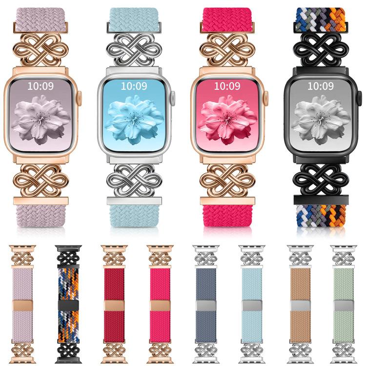 Pulseira de Relógio xDfind com Fecho Magnético em Nylon Trançado Nó Chinês Arco-íris, Para Apple Watch 42 / 44 / 45 / 46 / 49mm, Para Apple Watch 38 / 40 / 41 / S11 42mm
