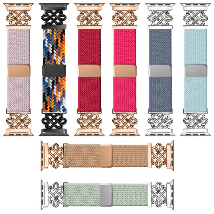 Pulseira de Relógio xDfind com Fecho Magnético em Nylon Trançado Nó Chinês Arco-íris, Para Apple Watch 42 / 44 / 45 / 46 / 49mm, Para Apple Watch 38 / 40 / 41 / S11 42mm