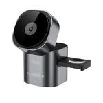 Estação de carregamento sem fios TOTU CW-10-W 3 em 1 com base magnética rotativa para telefone, auriculares e relógio, CW-10-W