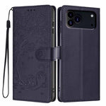 Capa de telemóvel em pele vegana com relevo de gato na árvore e fecho de aba, Para iPhone 17e / 16e, Para iPhone 17 Pro Max, Para iPhone 17 Pro, Para iPhone 17, Para iPhone Air, Para iPhone 16 Pro Max