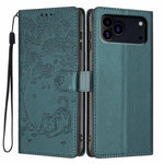 Capa de telemóvel em pele vegana com relevo de gato na árvore e fecho de aba, Para iPhone 17e / 16e, Para iPhone 17 Pro Max, Para iPhone 17 Pro, Para iPhone 17, Para iPhone Air, Para iPhone 16 Pro Max