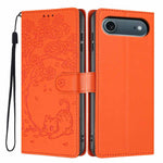 Capa de telemóvel em pele vegana com relevo de gato na árvore e fecho de aba, Para iPhone 17e / 16e, Para iPhone 17 Pro Max, Para iPhone 17 Pro, Para iPhone 17, Para iPhone Air, Para iPhone 16 Pro Max