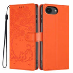 Capa de telemóvel em pele vegana com relevo de gato na árvore e fecho de aba, Para iPhone 17e / 16e, Para iPhone 17 Pro Max, Para iPhone 17 Pro, Para iPhone 17, Para iPhone Air, Para iPhone 16 Pro Max