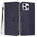 Capa de telemóvel em pele vegana com relevo de gato na árvore e fecho de aba, Para iPhone 16 Pro, Para iPhone 16 Plus, Para iPhone 16, Para iPhone 15 Pro Max, Para iPhone 15 Pro, Para iPhone 15 Plus