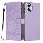 Capa de telemóvel em pele vegana com relevo de gato na árvore e fecho de aba, Para iPhone 16 Pro, Para iPhone 16 Plus, Para iPhone 16, Para iPhone 15 Pro Max, Para iPhone 15 Pro, Para iPhone 15 Plus