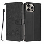Capa de telemóvel em pele vegana com relevo de gato na árvore e fecho de aba, Para iPhone 16 Pro, Para iPhone 16 Plus, Para iPhone 16, Para iPhone 15 Pro Max, Para iPhone 15 Pro, Para iPhone 15 Plus
