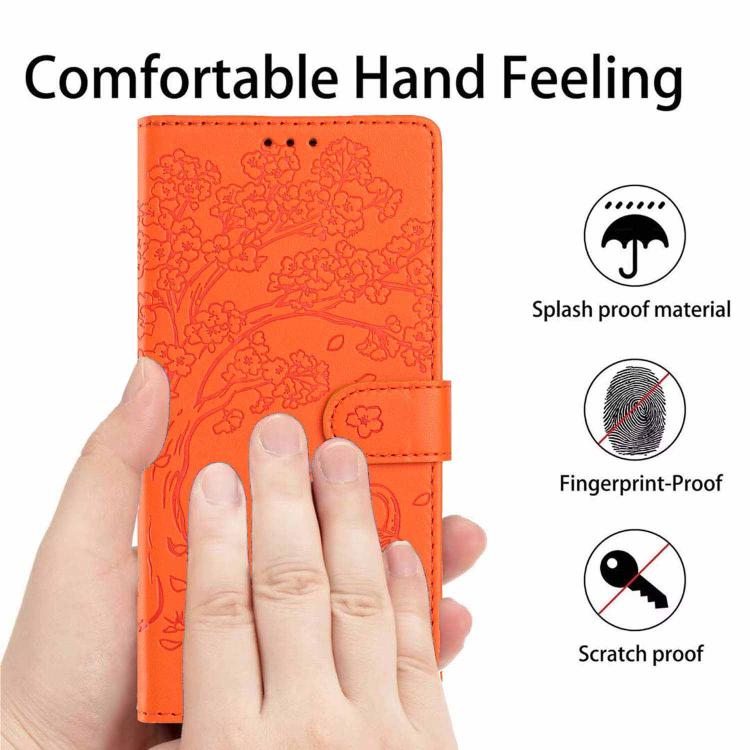Capa de telefone em pele vegana com relevo de gato na árvore e fecho de aba, para iPhone 15, para iPhone 14 Plus, para iPhone 14, para iPhone 14 Pro, para iPhone 14 Pro Max, para iPhone 13 Pro Max